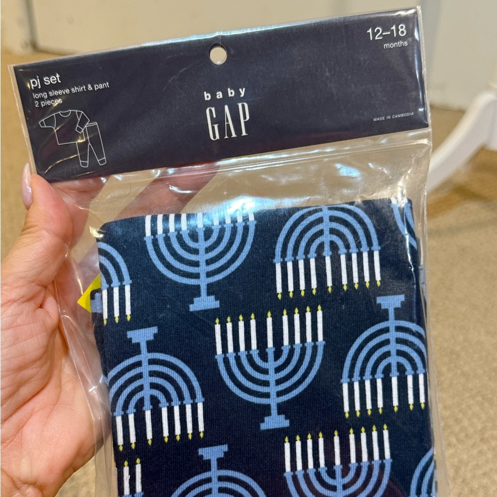 Baby GAP Blue Hanukkah Menorah PJ Set